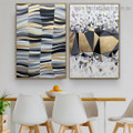 Foil Waves Abstract Modern Nordic Artwork Photo Canvas Print for Room Wall Decoration