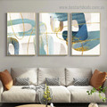 Golden Curvy Line Abstract Modern Artwork Portrait Canvas Print for Room Wall Adornment