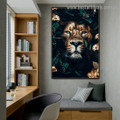 Beautiful Floral Lion Animal Modern Artwork Photo Canvas Print for Room Wall Adornment
