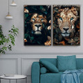 Ruthless Wild Lion Animal Modern Artwork Portrait Canvas Print for Room Wall Adornment