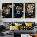Fearless Floral Tiger Animal Modern Artwork Picture Canvas Print for Room Wall Decoration
