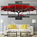 Red Leafage Tree Abstract Botanical Modern Painting Photo Canvas Print for Wall Décor