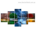 Four Seasons Botanical Nature Modern Artwork Image Canvas Print