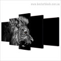 Infuriated Lion Animal Retro Painting Picture Canvas Print