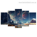 Snow Lake Galaxy Nature Landscape Modern Painting Pic Canvas Print