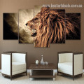 Growling Lion Animal Landscape Modern Painting Photo Canvas Print for Room Wall Garnish