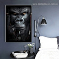 Angry Orangutan Animal Abstract Modern Artwork Portrait Canvas Print for Room Wall Adornment