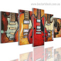 Guitar Collage Reproduction Abstract Nordic Painting Picture Canvas Print