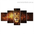 Fire Lion Animal Modern Framed Painting Image Canvas Print