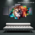 Colourful Lion Abstract Animal Modern Portraiture Portrait Canvas Print for Room Wall Outfit