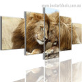 Lions in Love Animal Landscape Modern Effigy Photo Canvas Print