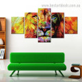 Glaring Colorful Lion Animal Modern Framed Smudge Photo Canvas Print for Room Wall Flourish