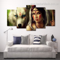 Warriors Animal Figure Modern Framed Smudge Pic Canvas Print for Room Wall Garnish