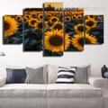 Helianthus Annuus Botanical Nature Modern Framed Smudge Image Canvas Print for Room Wall Decoration