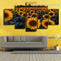 Helianthus Annuus Botanical Nature Modern Framed Smudge Photo Canvas Print for Room Wall Garniture