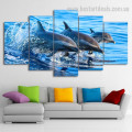 Dolphins Animal Seascape Modern Framed Portraiture Portrait Canvas Print for Room Wall Onlay