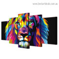 Particolored Lion Animal Modern Artwork Photo Canvas Print for Room Wall Ornamentation