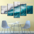 Oceanic Wave Nature Landscape Modern Framed Artwork Photo Canvas Print for Room Wall Drape