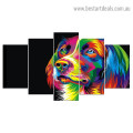Colorful Dog Animal Modern Artwork Portrait Canvas Print for Room Wall Ornamentation