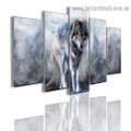 White Smoke Wolf Animal Modern Artwork Photo Canvas Print for Room Wall Ornament