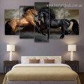 Black Brown Horse Animal Modern Artwork Portrait Canvas Print for Room Wall Adornment