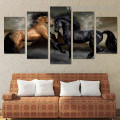 Black Brown Horse Animal Modern Artwork Photo Canvas Print for Room Wall Decoration