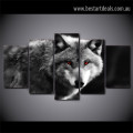 Red Eye Wolf Animal Modern Artwork Picture Canvas Print for Room Wall Adornment