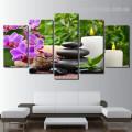 Zen Basalt Stones Botanical Nature Landscape Modern Framed Smudge Pic Canvas Print For Room Wall Ornament