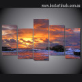 Sunset Rocks Nature Landscape Modern Framed Artwork Portrait Canvas Print