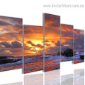 Sunset Rocks Nature Landscape Modern Framed Artwork Image Canvas Print