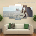 Classical Guitar Music Landscape Modern Framed Smudge Pic Canvas Print for Room Wall Arrangement