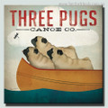 Three Pugs Animal Modern Typography Painting Canvas Print 