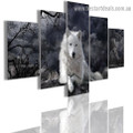 White Wolf Animal Modern Artwork Picture Canvas Print for Room Wall Adornment