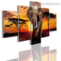 Sunset Elephant Animal Nature Modern Artwork Photo Canvas Print for Room Wall Decoration