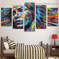 Rainbow Style Girl Abstract Graffiti Artwork Picture Canvas Print for Room Wall Adornment