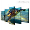 Deep Ocean Turtle Animal Modern Artwork Picture Canvas Print for Room Wall Adornment