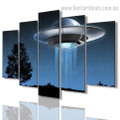 UFO Nightscape Modern Framed Portraiture Image Canvas Print