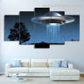 UFO Nightscape Modern Framed Portraiture Portrait Canvas Print for Room Wall Outfit