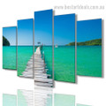 Dock Landscape Modern Framed Artwork Picture Canvas Print