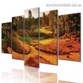 Autumn Golf Course Botanical Landscape Modern Artwork Photo Canvas Print For Room Wall Ornament