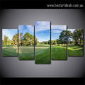 Golf Course Botanical Landscape Modern Artwork Picture Canvas Print for Room Wall Decoration