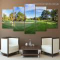 Golf Course Botanical Landscape Modern Artwork Portrait Canvas Print for Room Wall Ornament