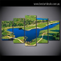 Golf Course Pool Landscape Botanical Modern Artwork Picture Canvas Print for Room Wall Ornament
