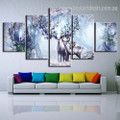 Cervus Nippon Animal Nature Modern Framed Smudge Picture Canvas Print for Room Wall Decoration