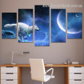 Magic White Wolf Animal Nature Landscape Modern Framed Painting Image Canvas Print for Room Wall Decor