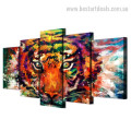 Colorful Tiger Watercolor Modern Framed Effigy Image Canvas Print