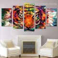 Colorful Tiger Watercolor Modern Framed Effigy Photo Canvas Print for Room Wall Flourish