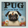 Pug Animal Botanical Modern Typography Painting Canvas Wall Art