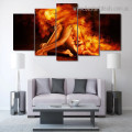 Fire Fox Girl Animal Figure Modern Artwork Picture Canvas Print for Room Wall Decoration
