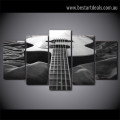 Monochrome Acoustic Guitar Music Modern Artwork Picture Canvas Print for Room Wall Garniture